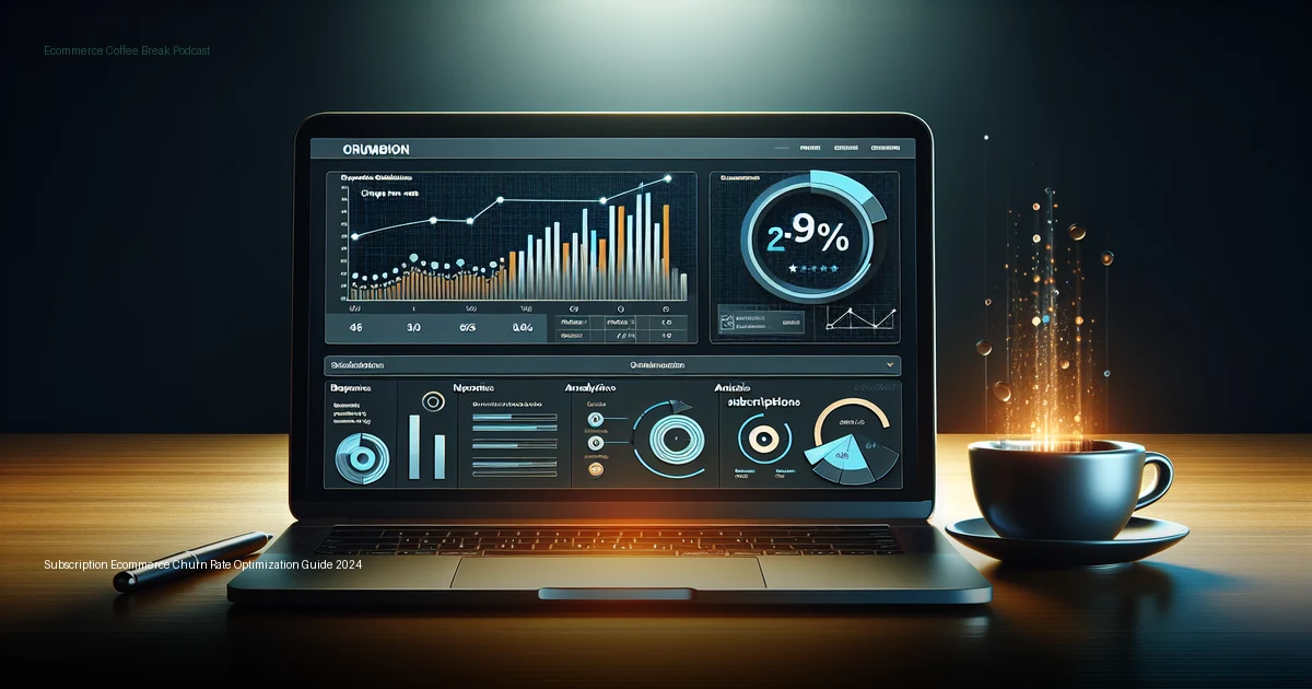 Laptop on a wooden desk displaying a high-tech analytics dashboard on screen, with a steaming coffee cup nearby.